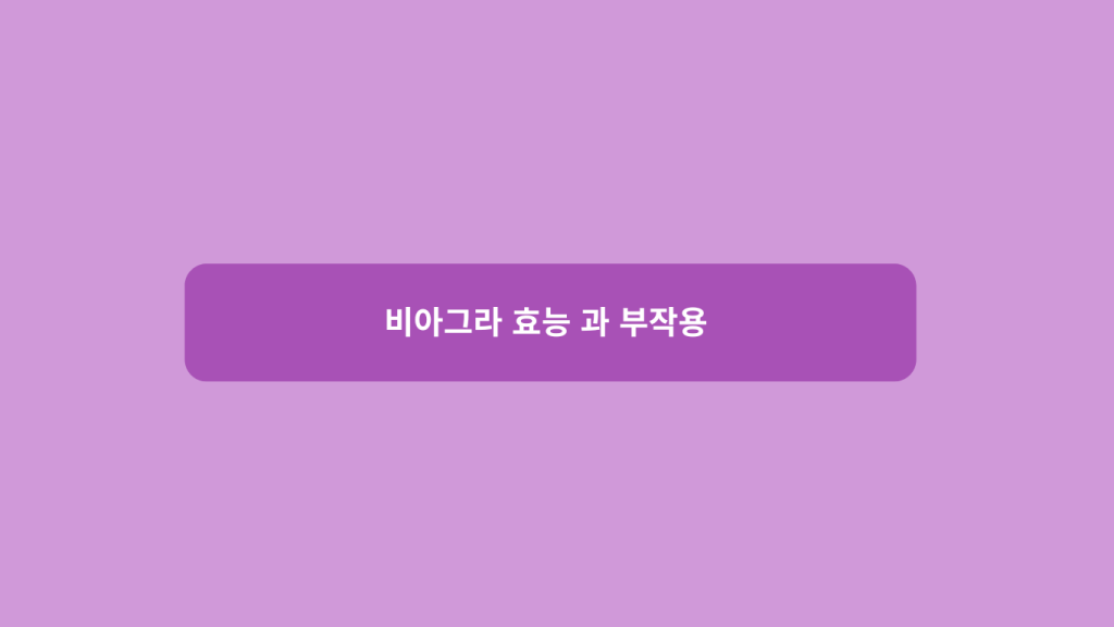 비아그라 효능 과 부작용