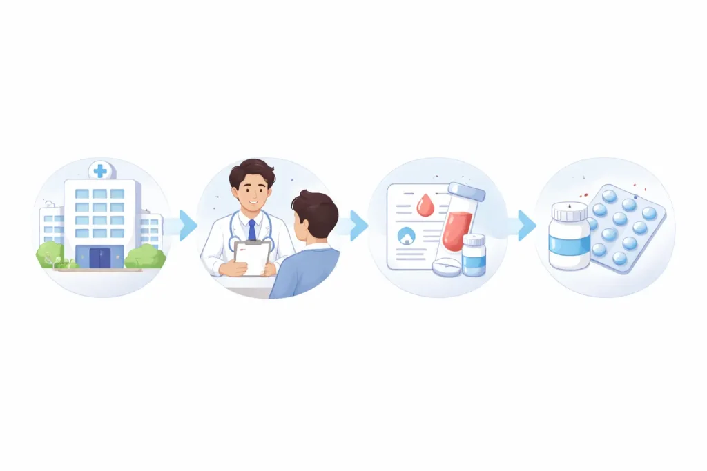30대 발기 문제 비뇨의학과 진료 및 비아그라 처방 흐름
